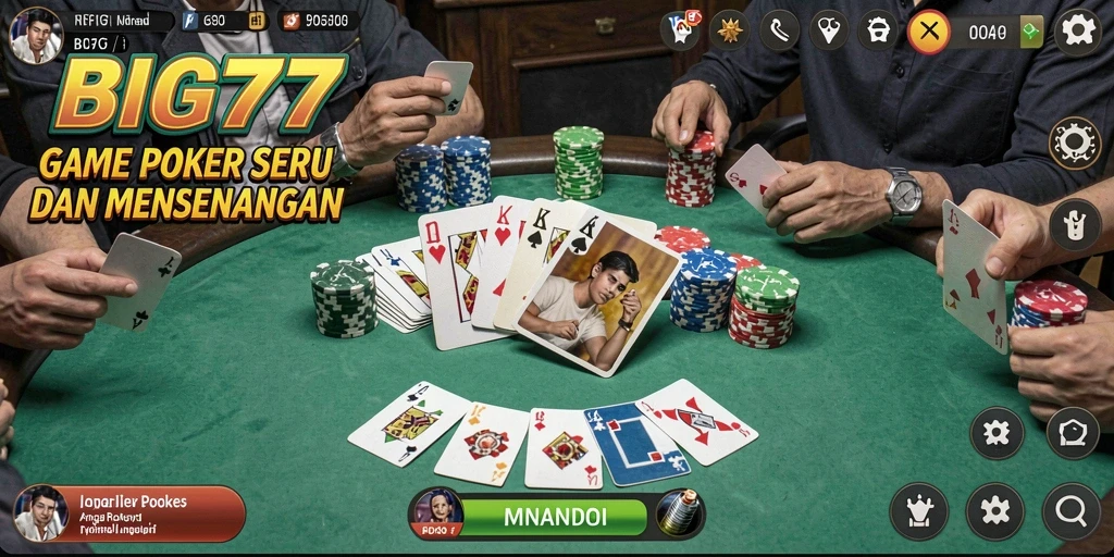 Screenshot menunjukkan pengalaman bermain poker yang mendebarkan.