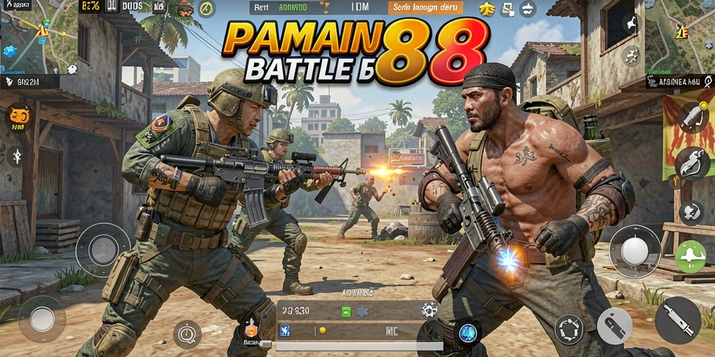 Screenshot utama DAM88 yang menampilkan aksi seru di medan perang Battle Royale.