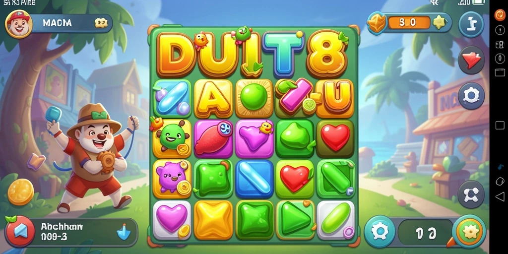 Tampilan menarik gameplay Match-3 di DUIT8 yang menghibur.