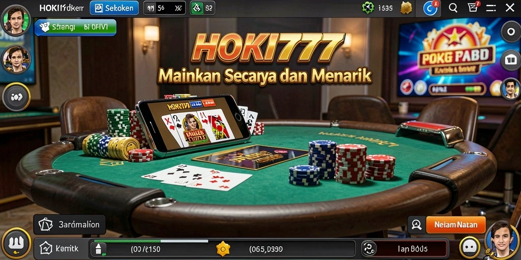 Tampilan utama HOKI777 dengan suasana poker yang mendebarkan.
