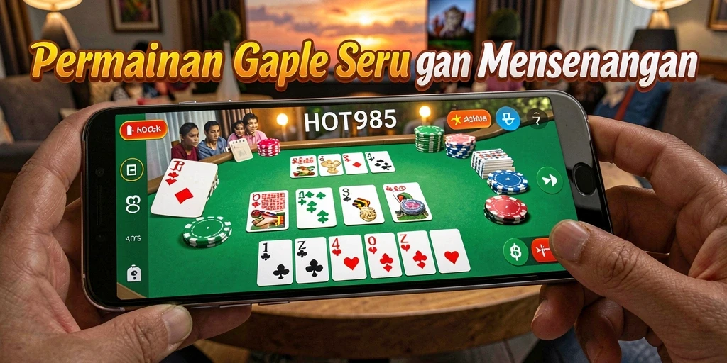 Tampilan gameplay HOT985 dengan serunya permainan Gaple.
