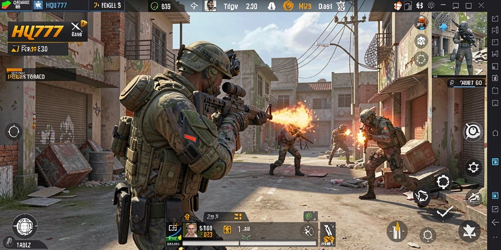 Tangkapan layar permainan HQ777 yang menampilkan aksi seru di battlefield.