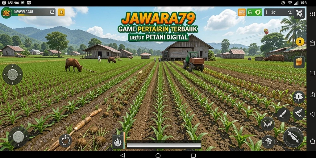 Gameplay seru JAWARA79 dengan berbagai jenis tanaman dan ladang yang luas.
