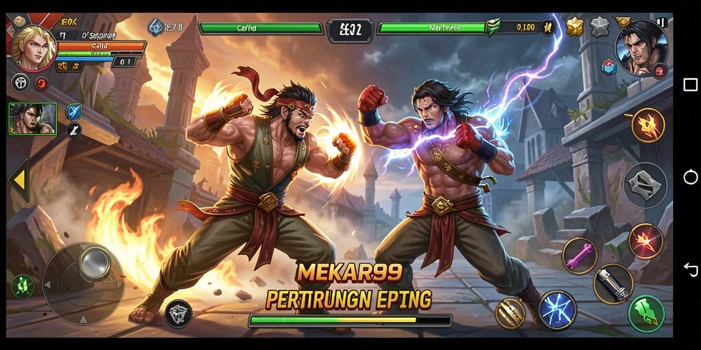 Tampilan gameplay mendebarkan dalam pertarungan <strong>MEKAR99</strong>.
