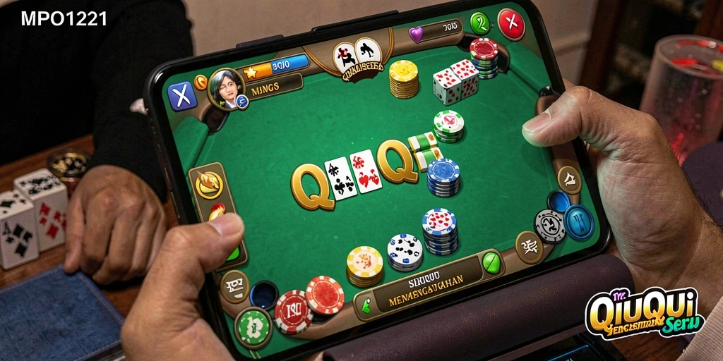 Screenshot MPO1221 menampilkan aksi permainan QiuQiu yang seru.
