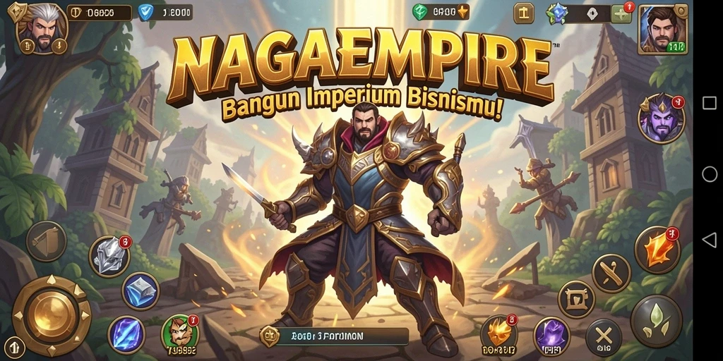 Tangkapan layar utama NAGAEMPIRE yang menunjukkan aksi gameplay Tycoon.