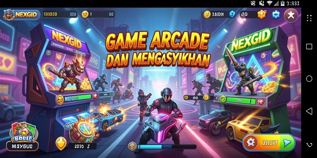 Gambar menunjukkan aksi gameplay seru NEXGID di level yang menantang.