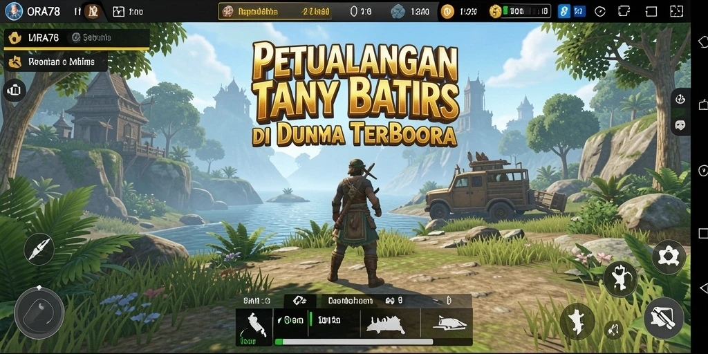 Screenshot gameplay ORA78 yang menampilkan eksplorasi dunia terbuka.