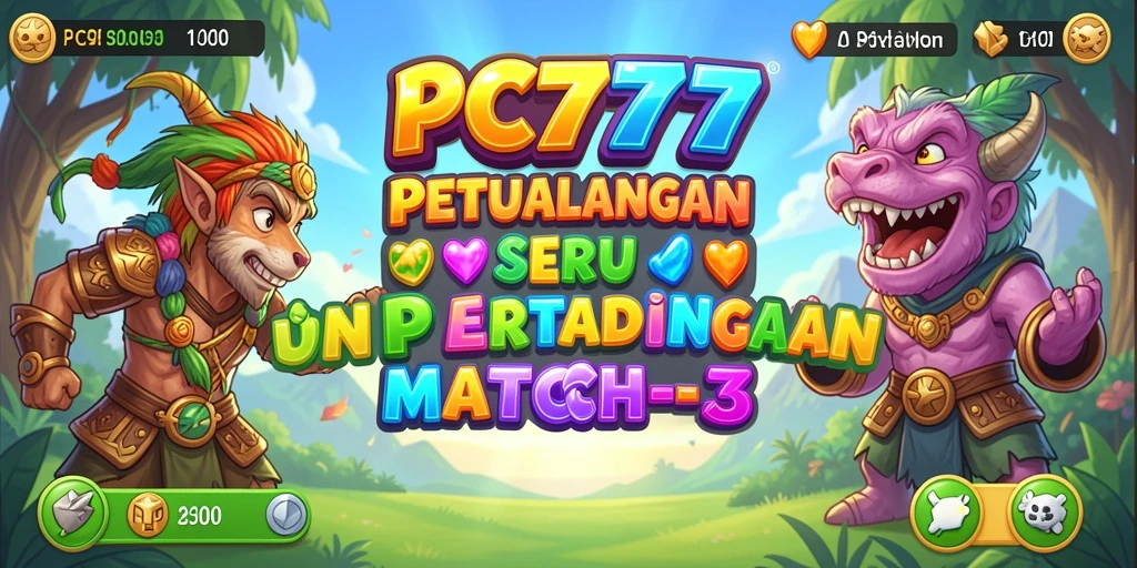 Gameplay PC777 yang seru dalam pertandingan Match-3.