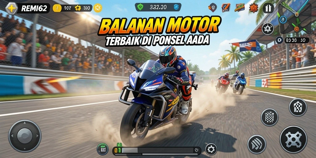 Tampilan gameplay balap motor di REMI62 yang mendebarkan.