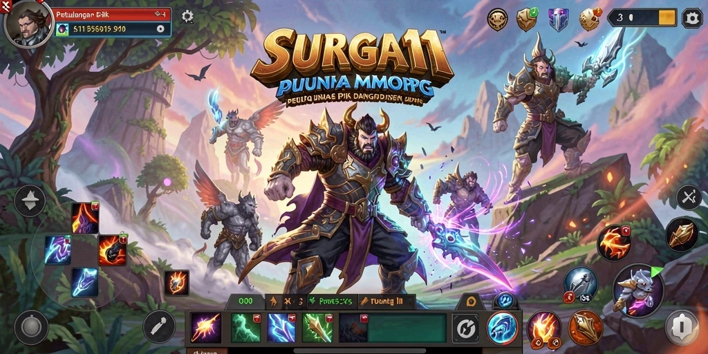 Gameplay epik dari SURGA11 dalam dunia MMORPG yang fantastis.
