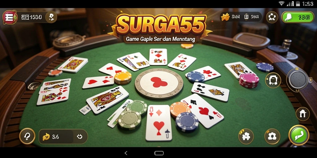 Tampilan gameplay menarik dari SURGA55 dengan antarmuka Gaple.