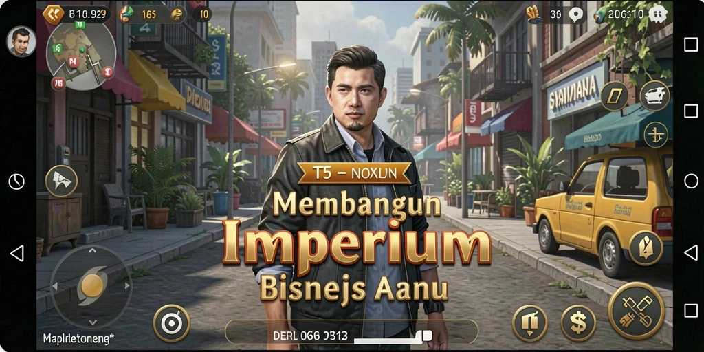 Screenshot gameplay T6 menampilkan suasana persaingan bisnis yang menegangkan.
