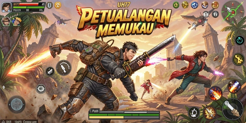Tangkapan layar UH77 menampilkan aksi mendebarkan dalam gameplay yang intens.