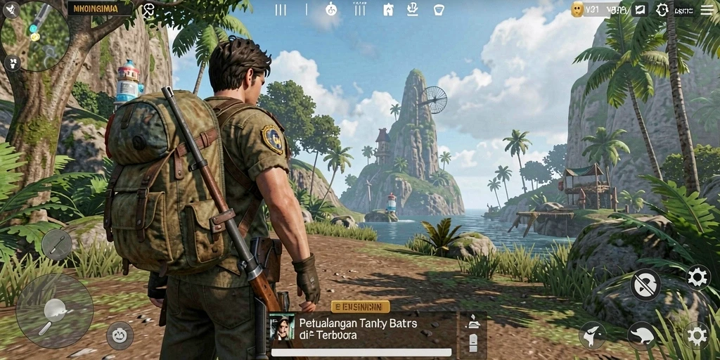 Screenshot gameplay V21 menampilkan petualangan di dunia Open World.