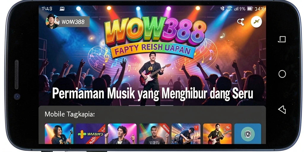 Screenshot utama WOW388 menampilkan gameplay interaktif dalam permainan musik.