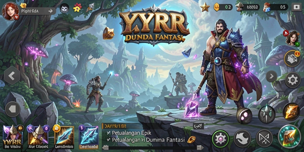 Tangkapan layar utama YYRR menampilkan momen epik dalam pertarungan RPG.