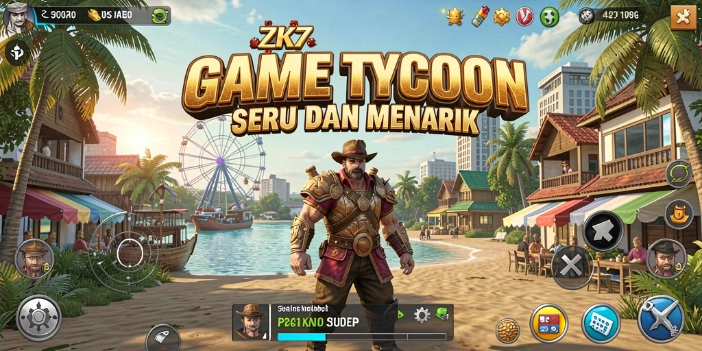 Screenshot utama ZK7 menampilkan aksi gameplay Tycoon yang menarik.